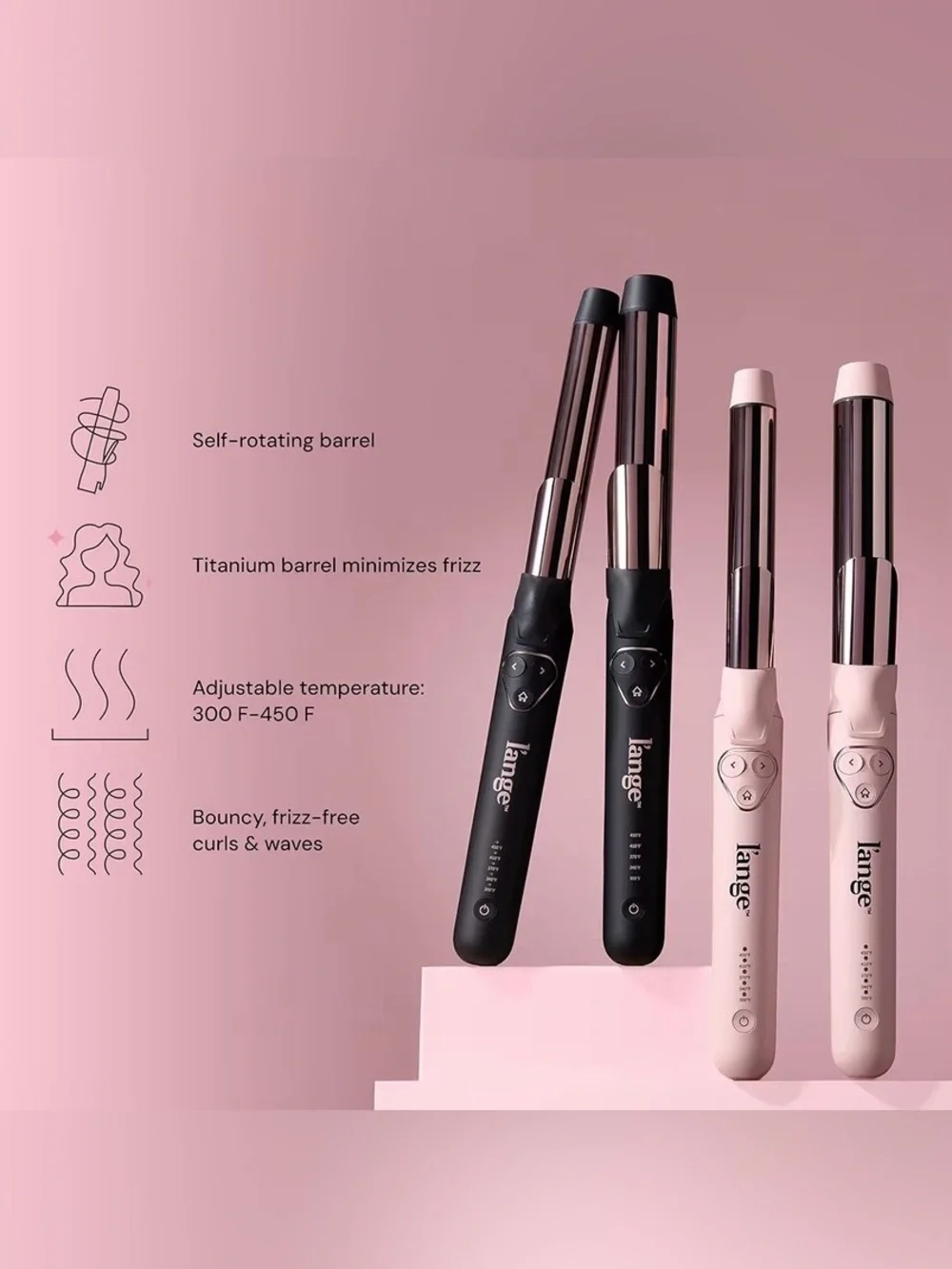 NIB L'ANGE HAIR Le Pirouette 32MM Titanium Rotating Curling Iron